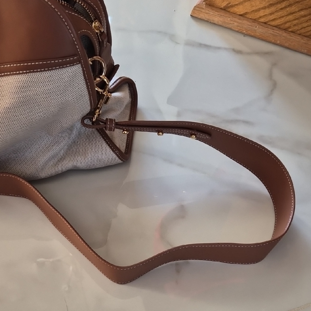 Beige and Brown Canvas Tote Bag - Picture 10 of 10